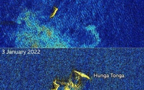 汤加火山爆发前后对比图曝光 具体是怎样的画面？！