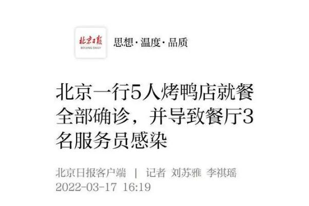 北京5人烤鸭店聚餐确诊感染3服务员 新冠肺炎感染几率有多大