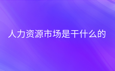 重庆人力资源市场是干什么的