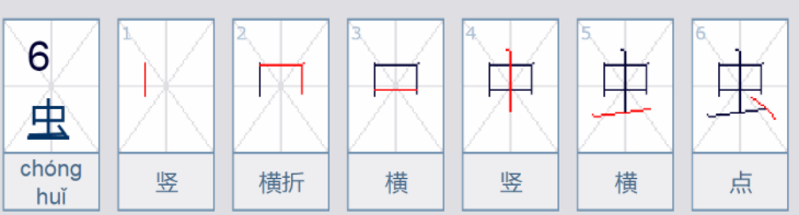 虫的笔顺怎么写？