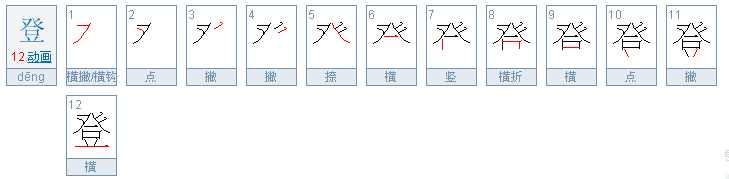 登字的笔顺正确写法！