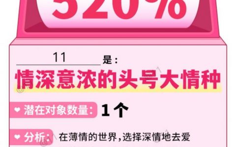 情人节心理测验「520前你能脱单吗」？5题快问快答，10秒内找出你的恋爱概率