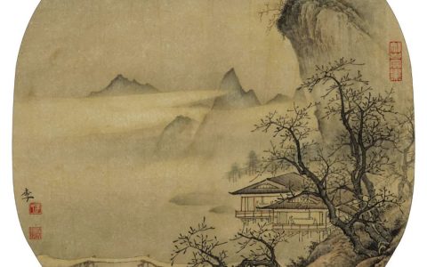 李嵩山水画，宋人山水楼阁图册