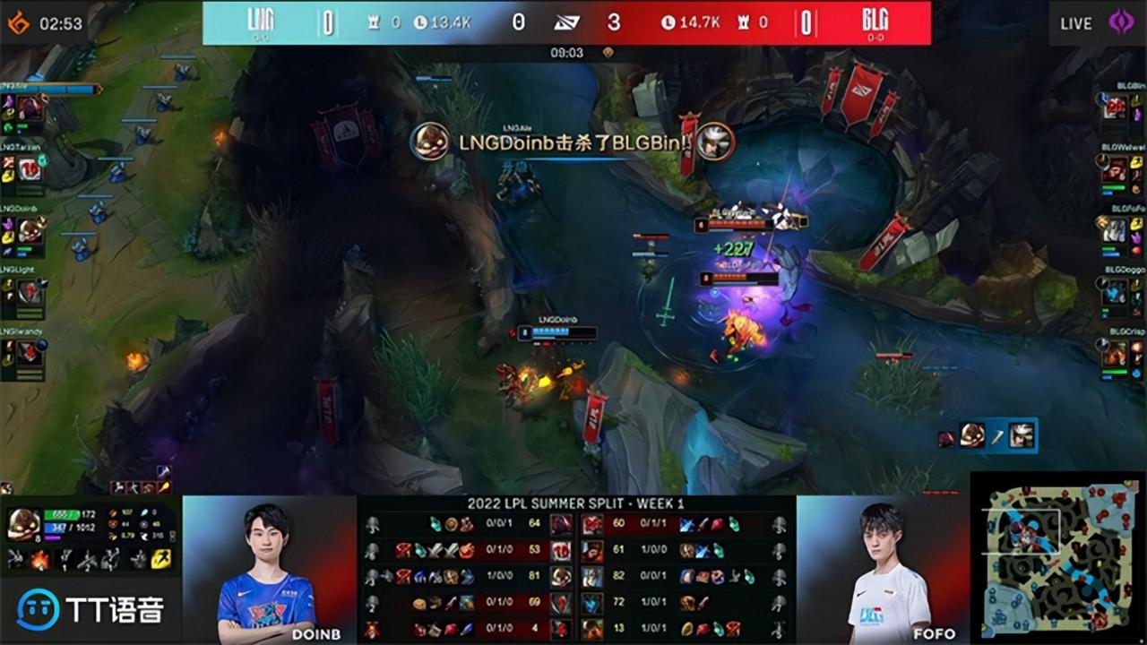 LOL-LPL：Doinb帝国指令乌鸦勇往直前，LNG鏖战三局2:1战胜BLG