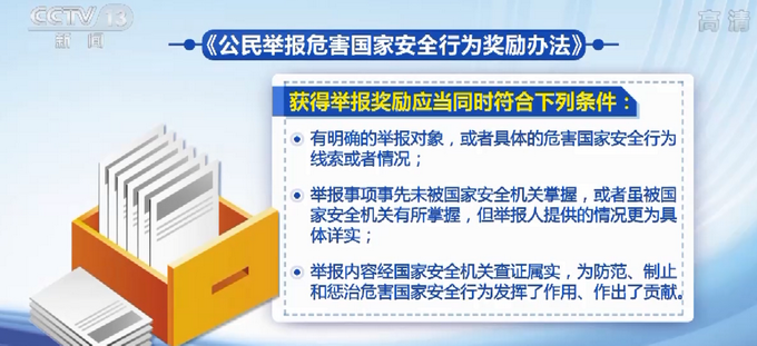 重磅！《公民举报危害国家安全行为奖励办法》公布