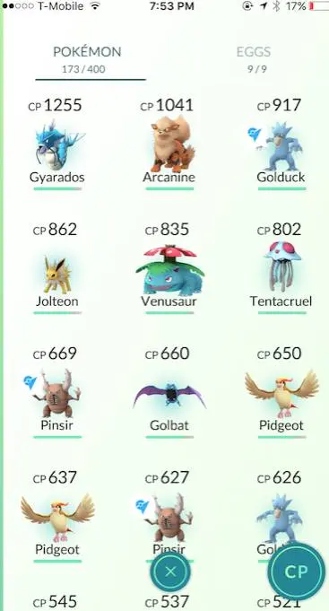 pokemon go cp