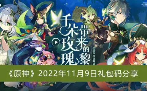 原神2022年11月9日礼包代码共享